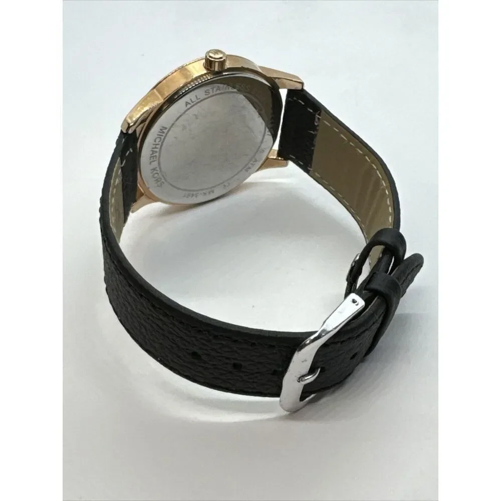 Michael Kors Hartman MK3491 Womens Black Leather Analog Dali Quartz Watch JNA385